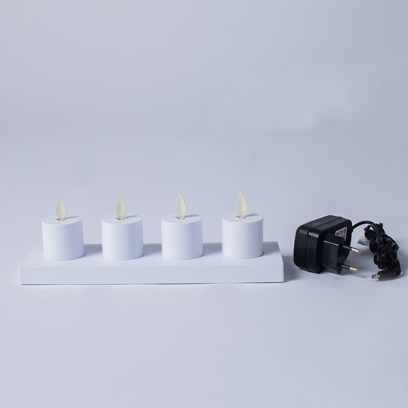 4 stuks witte inductieve oplaadbare vlamloze kaarsen