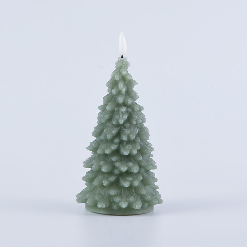 Groene kerstboomkaars op batterijen Groene kerstboomkaars op batterijen